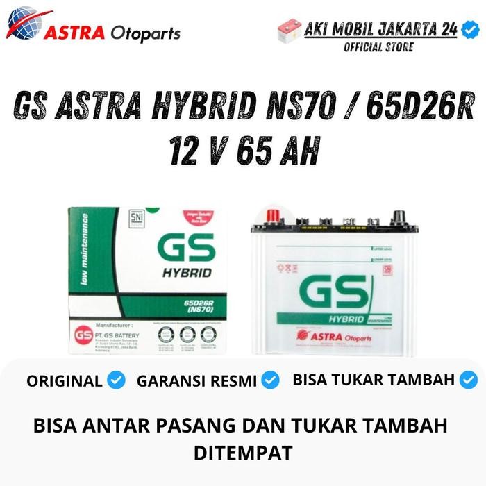 Aki Mobil Isuzu Panther Diesel GS HYBRID NS70 Aki Basah 12V / 65Ah