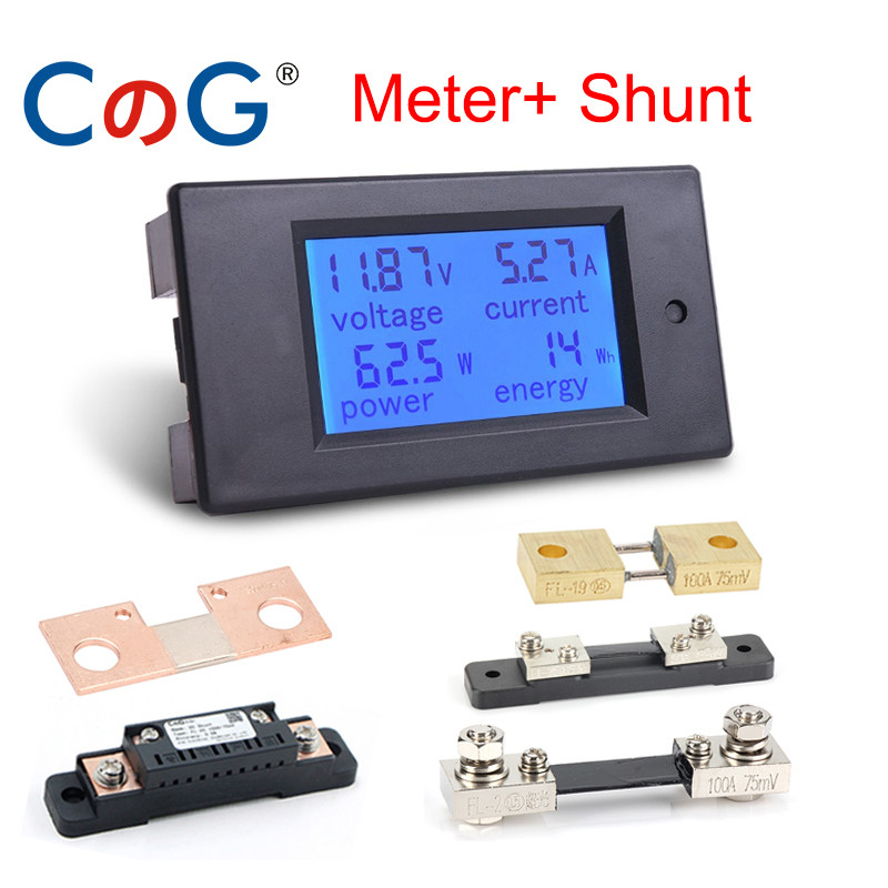 20A/50A/100A Digital Meter DC 6.5-100V Voltmeter Ammeter LCD 4 in 1