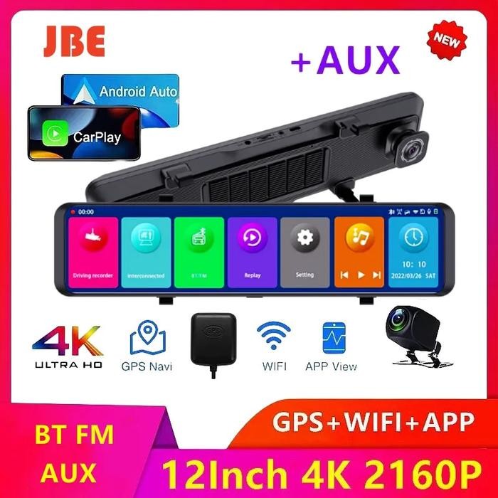 Dash Cam 4K 3840*2160P Car Mirror Video Recording Carplay & Android