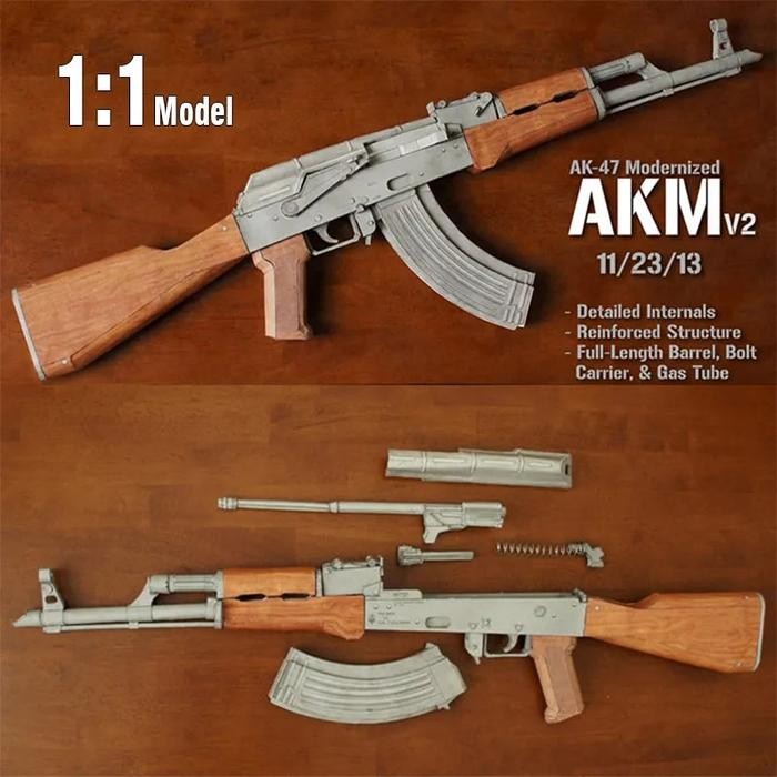 1:1 Scale 87cm AKM AK47 Gun Model Papercraft Toy DIY 3D Paper Card