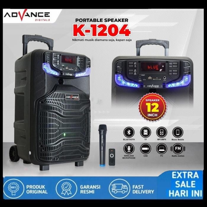 Speaker Bluetooth Advance K1204/Speaker Portable 12 In - Free 1 C