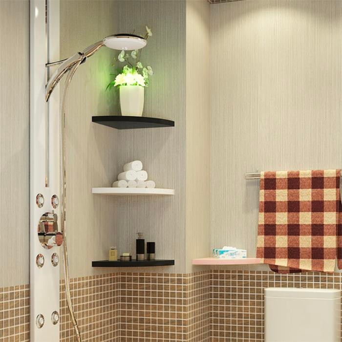 Rak Sudut Ambalan dinding Ruang Tamu Minimalis Susun 3 pc Pajangan Putih