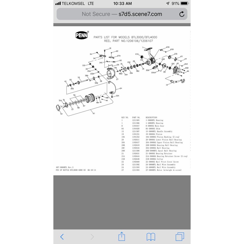 Spesial Penn Pinion Gear Conflict Battle Ii 1000 2000 3000 4000 5000 6000 8000