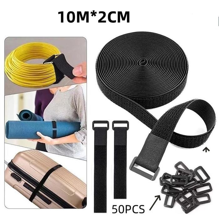 

HOT SALE! 10Meter Pengikat Kabel Barang Serbaguna Organizer Hook&Loop Cable Tie Nylon Fastener Kabel