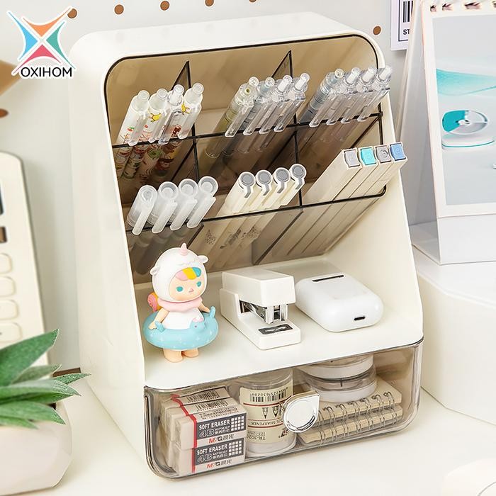 

Oxihom Kotak Penyimpanan Tempat Make Up Organizer Box Tempat Pensil Laci Plastik Tempat Accesories