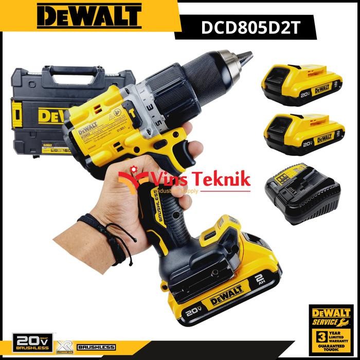 Bor Baterai Brushless Hammer Drill DCD805 DEWALT DCD805D2