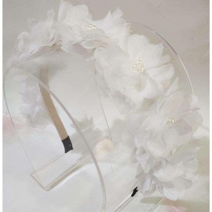 bunga putih/ flower crown/ bondu bunga putih/ Bandana bayi