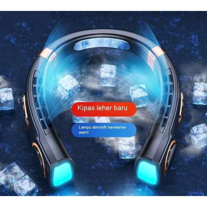 Wold - Kipas Angin Gantung Leher Portable 5-Speed Lampu Warna Warni Tanpa Baling-Baling