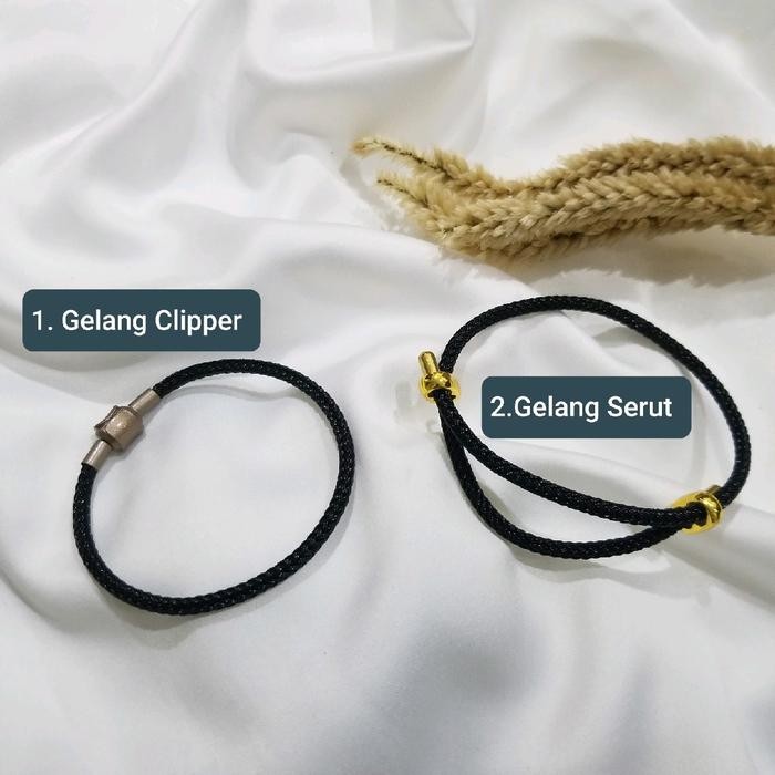 Gelang Tali Inisial Huruf D Balok Elegant Emas Asli