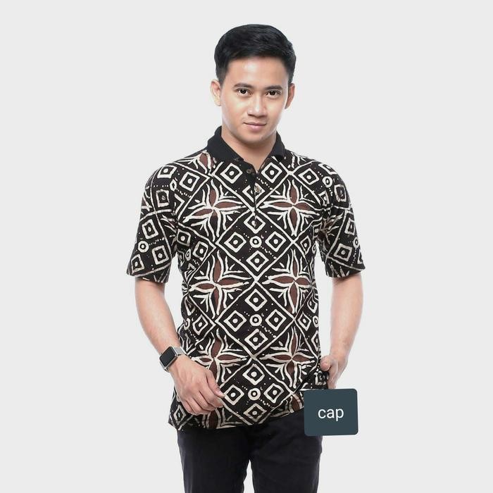 Kaos kerah batik pria t-shirt batik etnik kaos polo kerah lengan pendek patr
