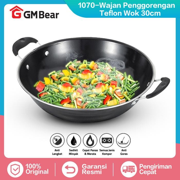 PREMIUM GM Bear Wajan Penggorengan Wok Pan - Wajan Penggorengan Teflon Wok