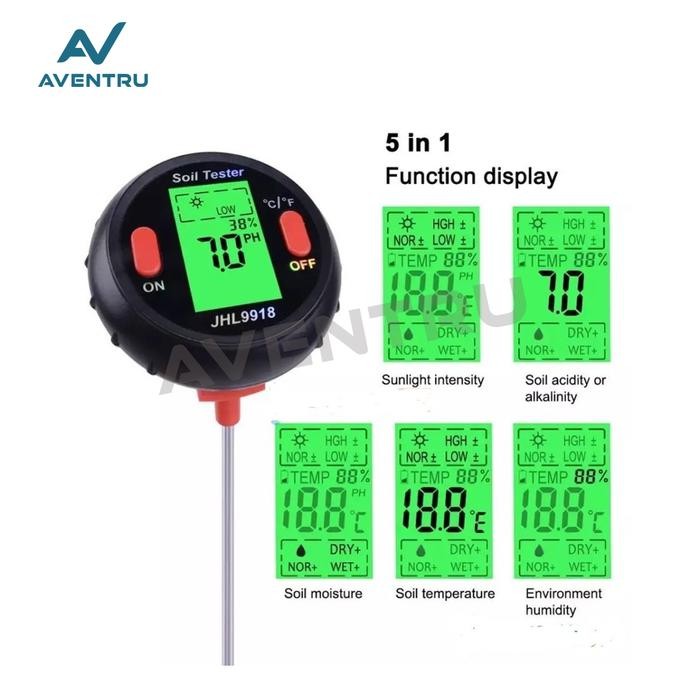 Soil Analyzer Tester 5in1 5 in 1 / Alat ukur PH Cahaya Suhu Kelembapan