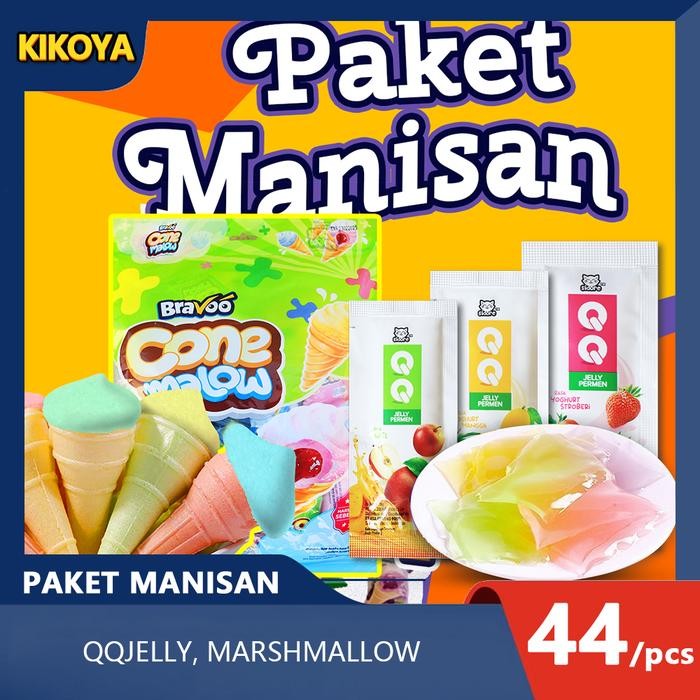 

New PAKET MANISAN 20+24PCS QQ JELLY & MARSHMALLOW Fruity Rendah gula Rendah lemak snack Food Jeli