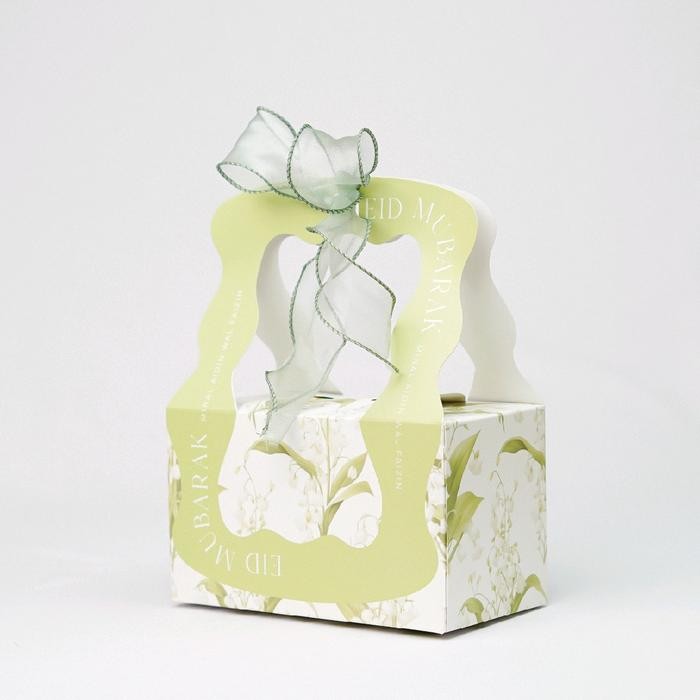 

New Box Lebaran Hampers 2 Toples Tabung Box Kue Kering Idul Fitri Elegant Bunga Hijau ( Free Pita