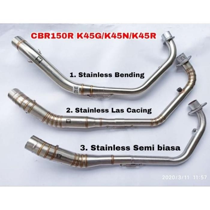 Header/leheran knalpot cbr150r K45G/K45N/K45R stainless bending original mavionic inlet 50mm