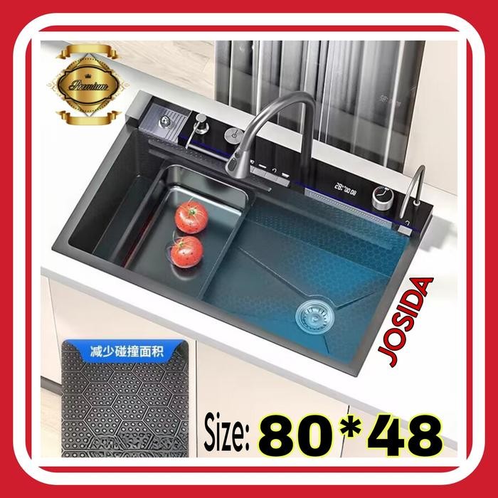 PREMIUM Modern Kitchen Sink JOSIDA 8048 Luxury Piano Black New Model Premium Hitam Bak Cuci Piring
