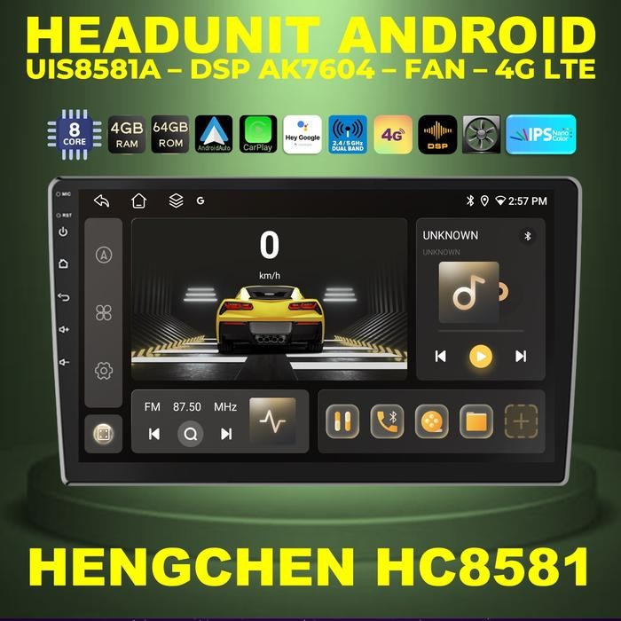 PREMIUM Headunit Android 9 inch Hengchen HC8581 RAM 4GB ROM 64GB UIS8581A IPS QLED 4G LTE DSP