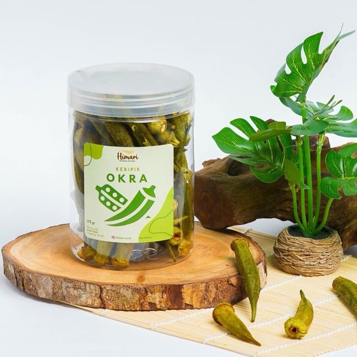 

PREMIUM Keripik Sayur Okra Hijau Kering Cemilan Himari Snack Produk Lokal Halal