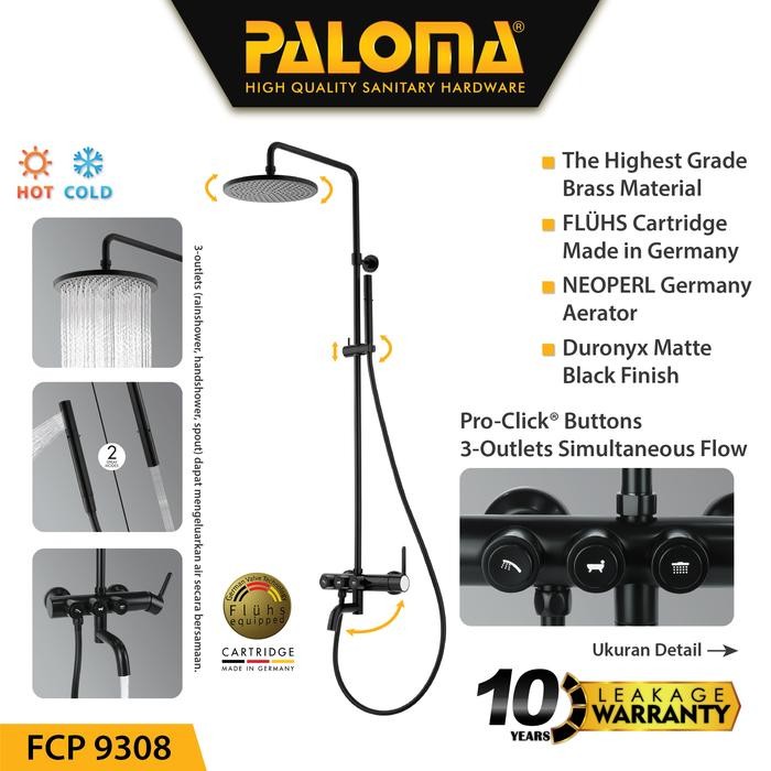 PREMIUM PALOMA FCP 9308 Shower Tiang Set Column Mandi Keran Kran Panas Dingin