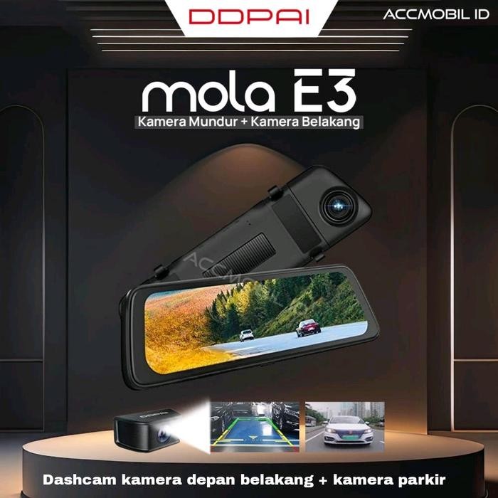 PREMIUM DDPAI Mola E3 DashCam kamera depan belakang + kamera mundur
