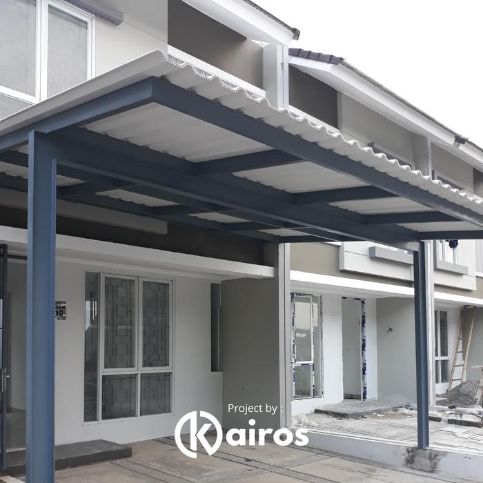 PREMIUM KANOPI BESI ATAP UPVC ALDERON TWIN WALL TIANG BAJA WF