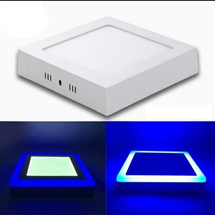 Lampu Downlight Led Panel Kotak 2 Warna 12 W + 4 Watt Putih Biru Inbow