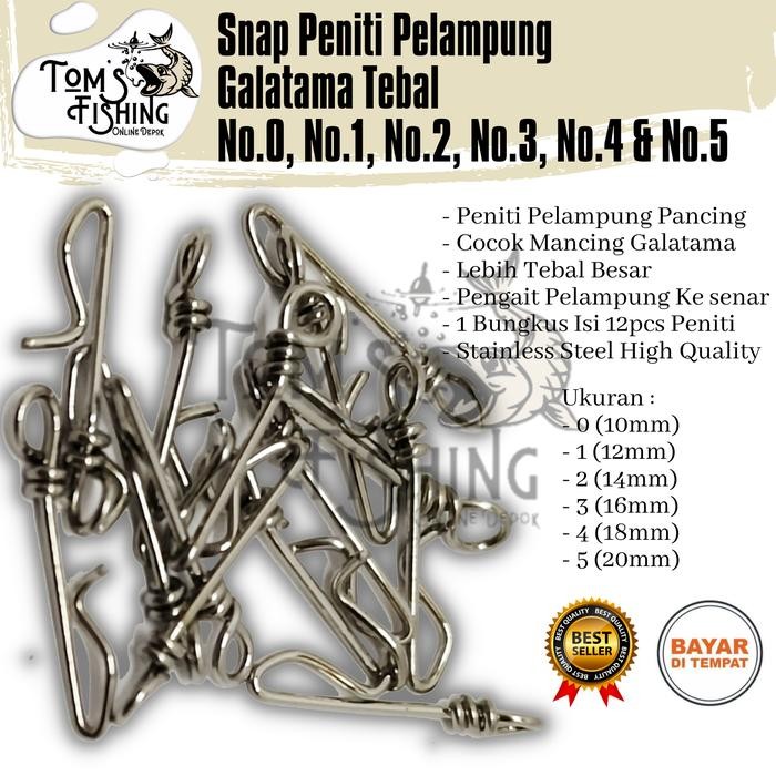 Snap Peniti Pelampung Galatama Pancing Lebih Besar & Tebal (10mm - 20mm) Perbungkus Isi 12pcs Murah