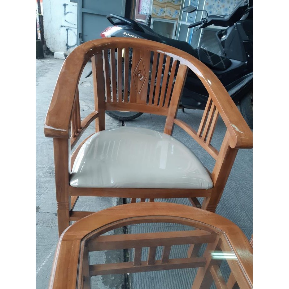 KURSI TAMU/KURSI TERAS KAYU JATI BETAWI SET 211 + JOK