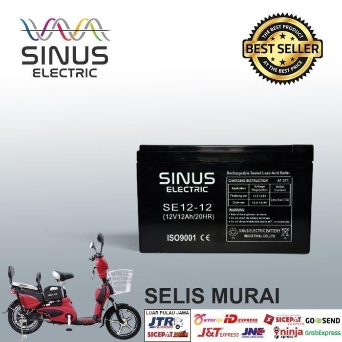 Terlaris Aki Sepeda Listrik SELIS MURAI 12V 12Ah Aki VRLA SINUS 12-15 SALE