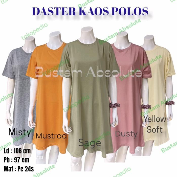 Daster Wanita Dewasa Bahan Kaos Polos Tangan Pendek Saku Samping