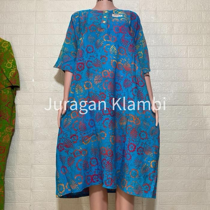 DASTER L5 JUMBO LD 150 KENCANA UNGU BATIK CAP LABEL HITAM Busui Kancing Nyaman Wanita Bumil