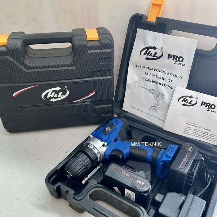 12 Volt Mesin Bor Baterai / Bor Tangan Cordless Drill Hl 812 H&L