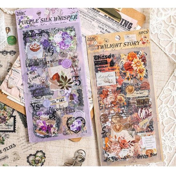 

DISKON 1 SET ISI 6 LEMBAR RETRO FLOWER STICKER VINTAGE AESTHETIC JOURNAL DIY SCRAPBOOK DECO STIKER