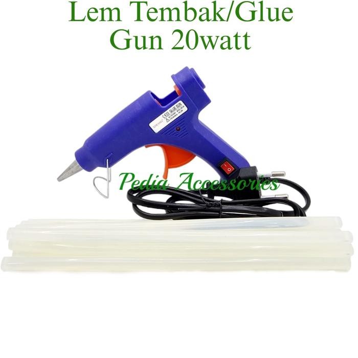 Paket Alat Lem Tembak Glue Gun 20W Lem Bakar Cair/Lem Lilin