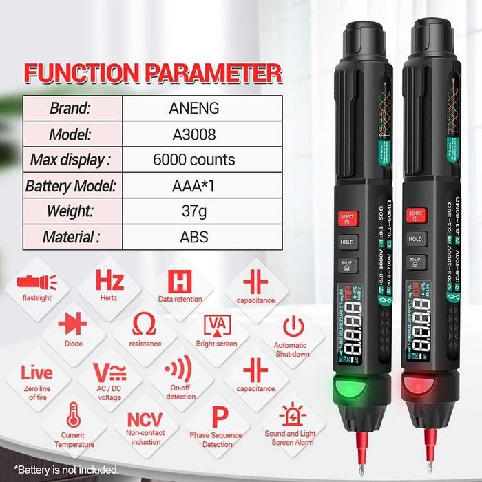 ANENG A3008 Aneng Tester Pen Detector Test Pen Listrik Tester Pen Deteksi Kabel Putus Multi Tester