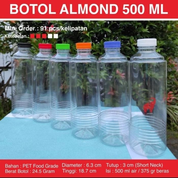 Botol Almond 500 ml Tebal / Botol Plastik 500 ml. / Botol Susu