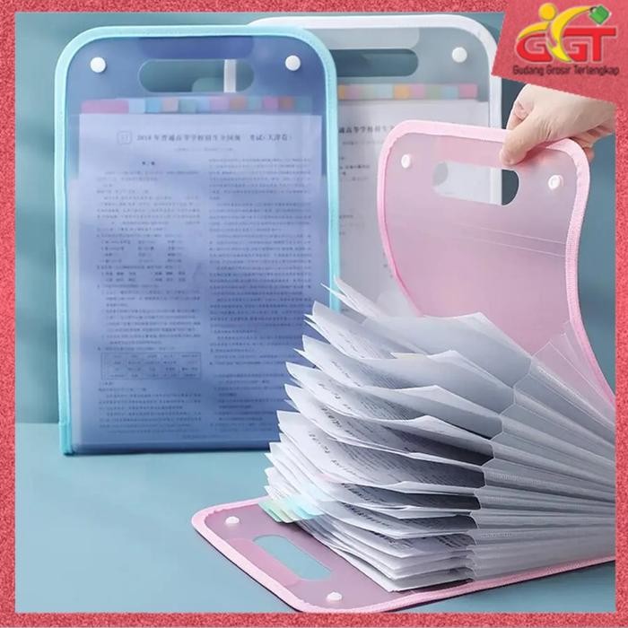 

GGT Tas File Handle Transparan Anti Air 13 Sekat A4 Folder Map Berkas