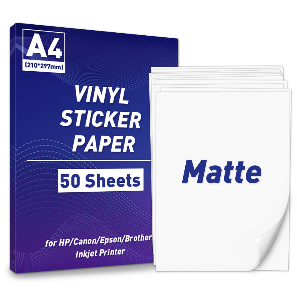 50 Sheets A4 Sticker Paper for Printer Inkjet/Laser Printer Vinyl