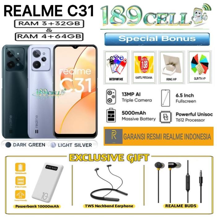 REALME C31 RAM 3/32 GB C 31 RAM 4/64 GARANSI RESMI REALME INDONESIA