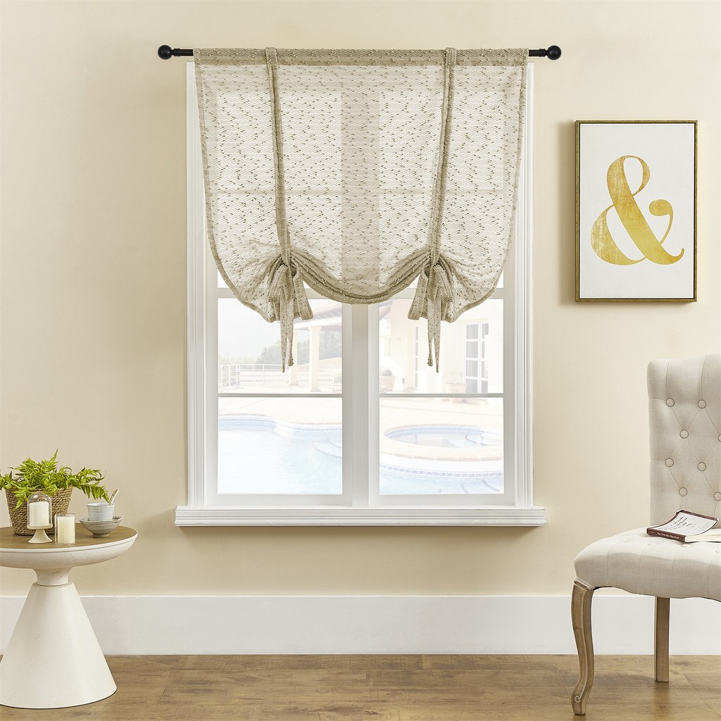 Gorden Romawi pas badan untuk dapur, tirai jendela pendek warna polos