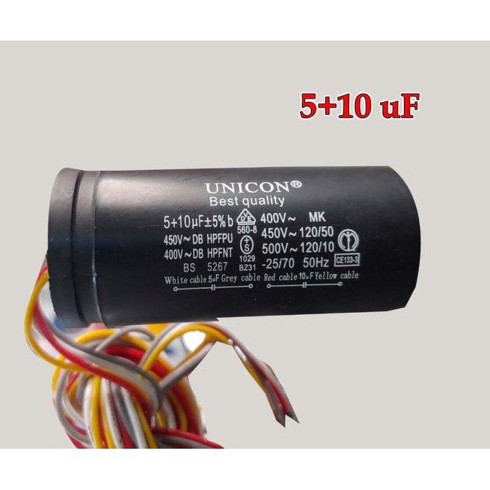 KAPASITOR MESIN CUCI TINS CBB60 , 12+6 UF 450V