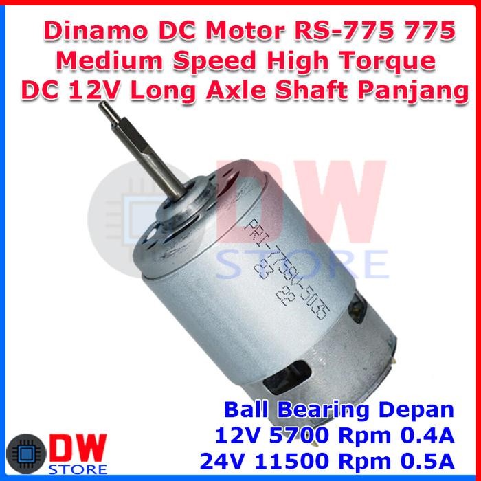 DINAMO DC MOTOR RS-775 775 DC 12V - 24V AS PANJANG LONG SHAFT AXLE
