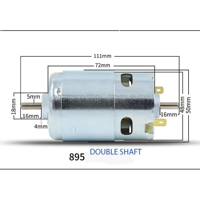 DINAMO MOTOR DC 895 DOUBLE SHAFT 12V - 24V