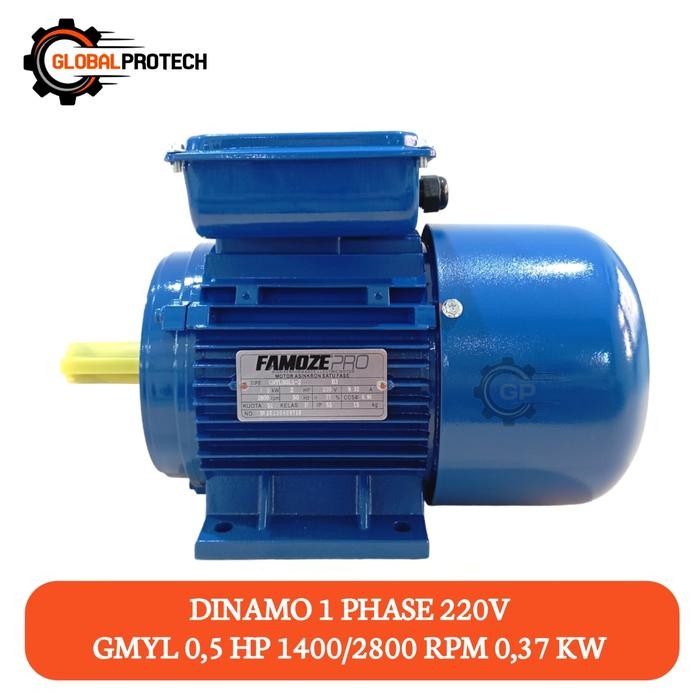 FAMOZE PRO DINAMO 1 PHASE 0,5 HP 1400 RPM / 2800 RPM TIPE GMYL 0.37 KW