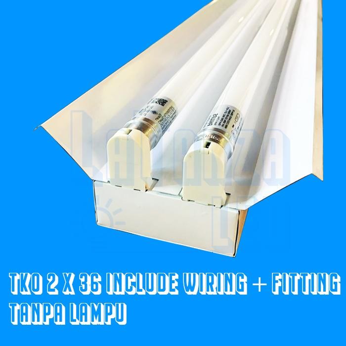 New Kap Lampu TKO LED 2x36 120cm kap TKO TL 2x16 Philips Tanpa Lampu