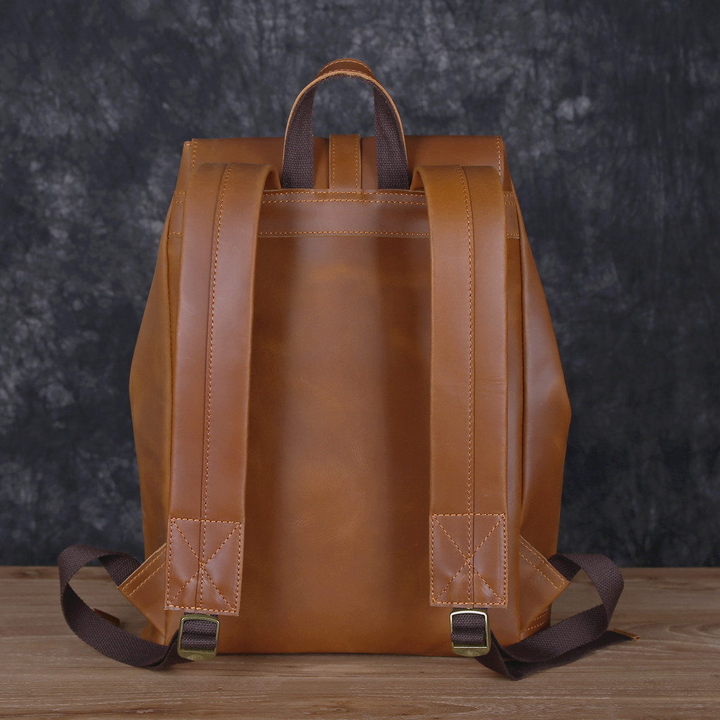 Leather Men's Backpack First Layer Cowhide Backpack Crazy Horse Leather Retro Schoolbag Large