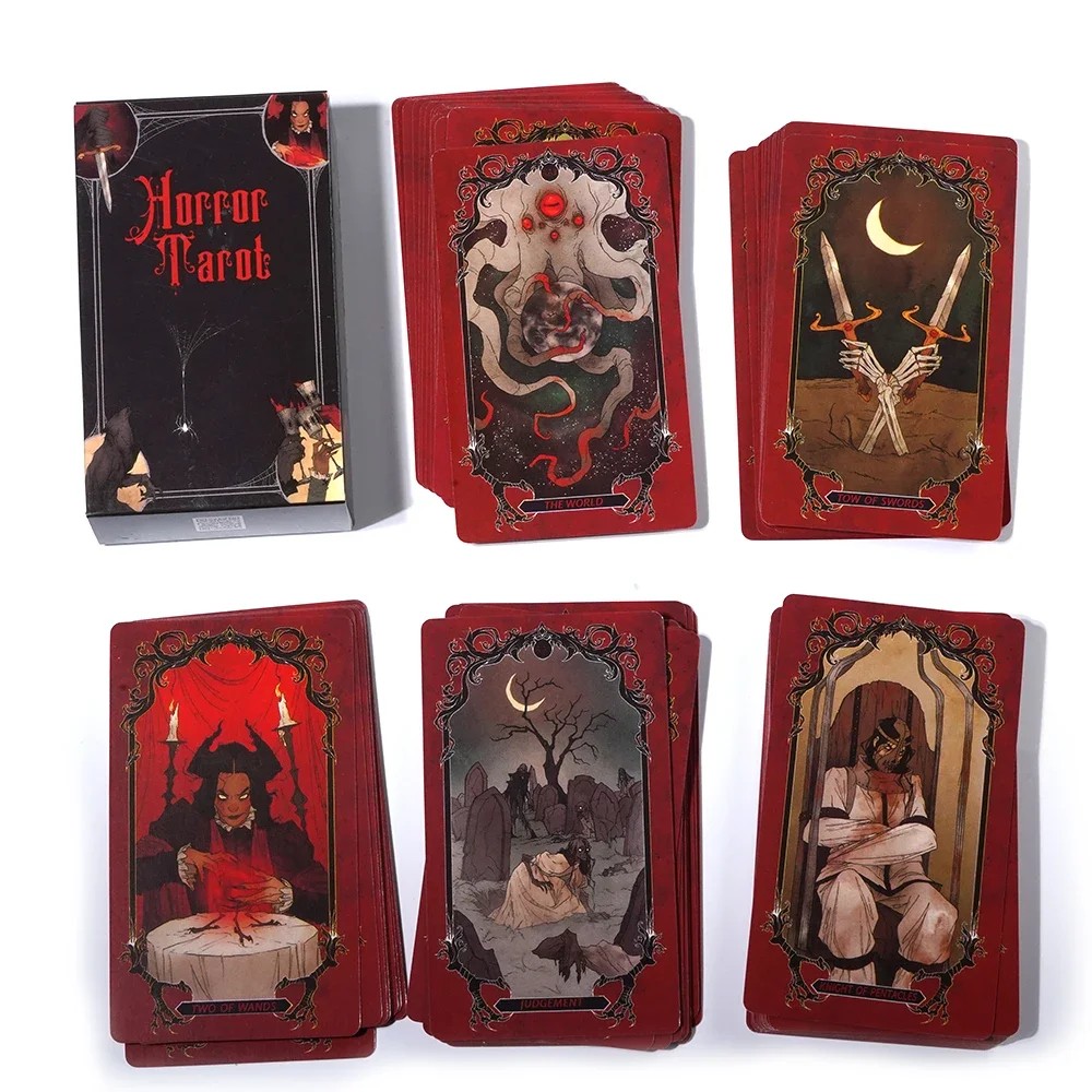 

Horror Tarot 78 Cards For Beginners featuring illustrations inspired by classic horror monsters