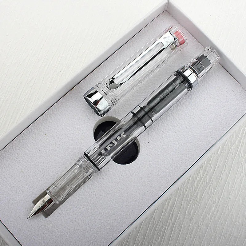 

Business Plastic Ink Pen Stationery Piston Fountain Pen EF/F Large-Capacity Gift Pen for Stationery