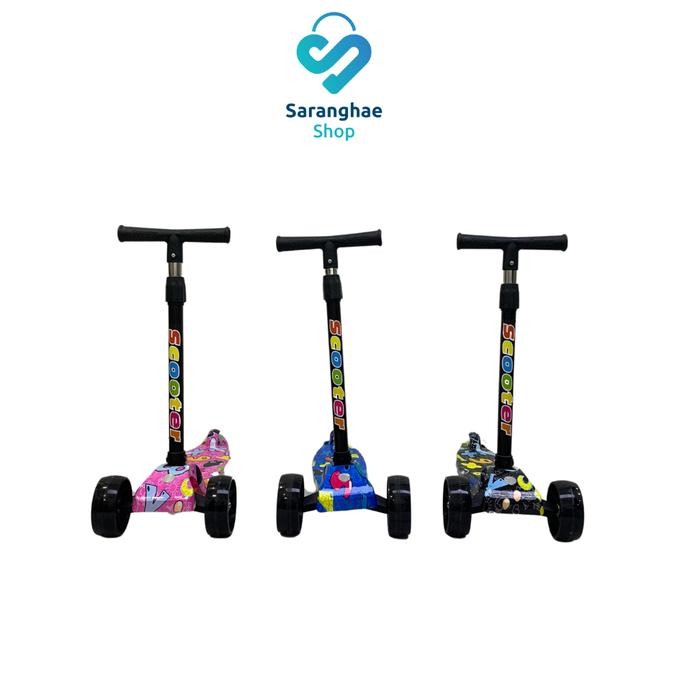 [SHS] Scooter Anak 3 Roda Skuter Anak Otoped Mainan Anak Roda Lampu Led Plastik Rangka Besi