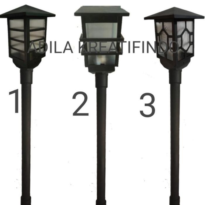 (Allthebest) Lampu taman minimalis Tiang bulat ulir set tiang
